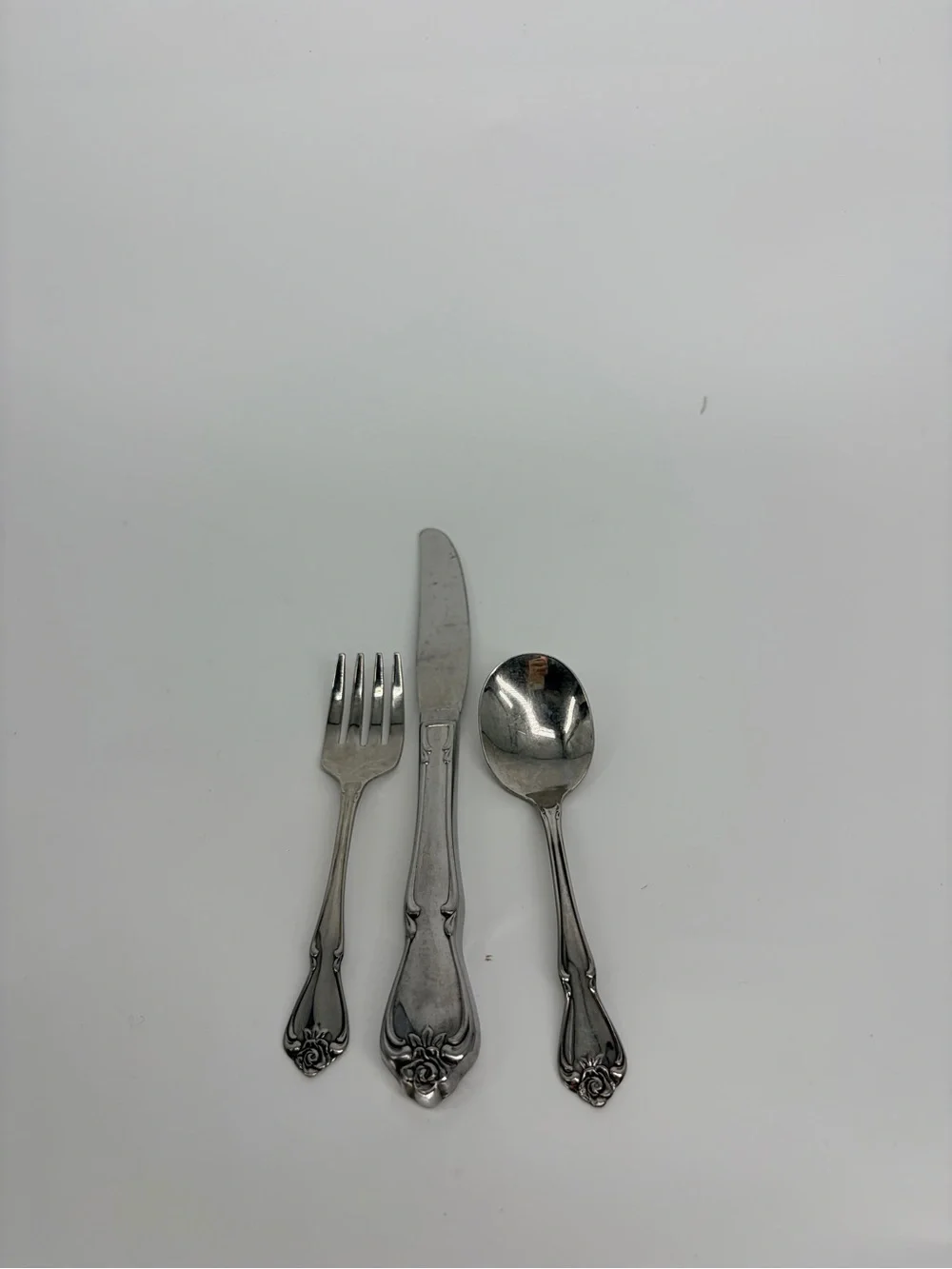 Oneida Ltd. 1881 Rogers Classic Rose Stainless Steel 3pc Infant Baby Flatware